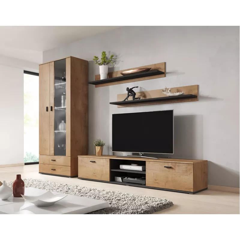 Cama set of two shelves 125cm SOHO lefkas oak/Czarny