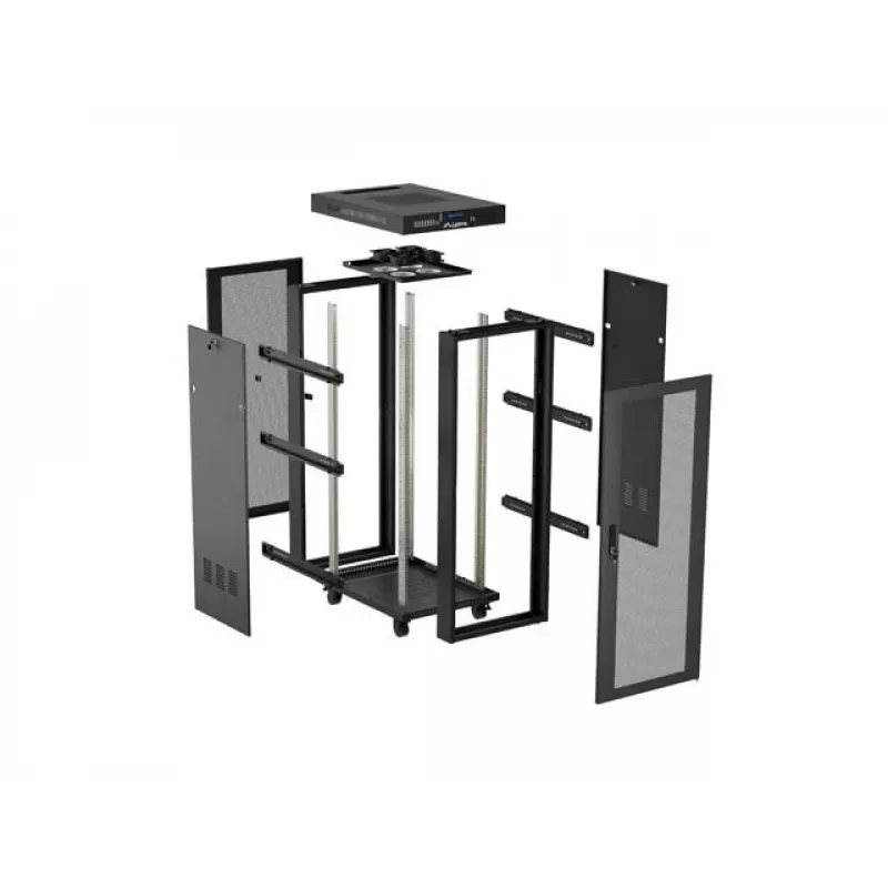 Wolnostojąca szafa rack LANBERG FF01-6824-23BL 24U 600×800 mm IP20 Czarna