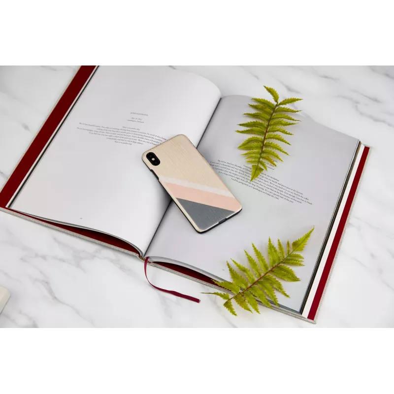 Etui na smartfon man and wood do iPhone XS Max — różowy garnitur, czarne