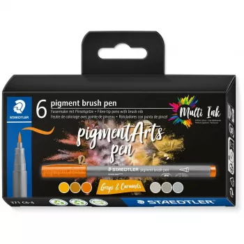 Zestaw pędzelków pisakowych Staedtler Pigment Arts szarys & Caramels 6 szt.