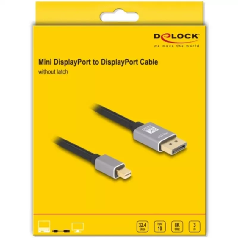 Delock - Kabel DisplayPort - Mini DisplayPort (M) do DisplayPort (M) - DisplayPort 1.4 - 3,0 m - Obsługa 8K 60 Hz - Czarny, Szary (81093)