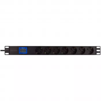 Jednostka dystrybucji zasilania PowerWalker 10133010 PDU 1U czarna, gniazda typu F, złącze C20, 16 A, 3500 W, kabel 2 m