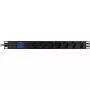 Jednostka dystrybucji zasilania PowerWalker 10133010 PDU 1U czarna, gniazda typu F, złącze C20, 16 A, 3500 W, kabel 2 m