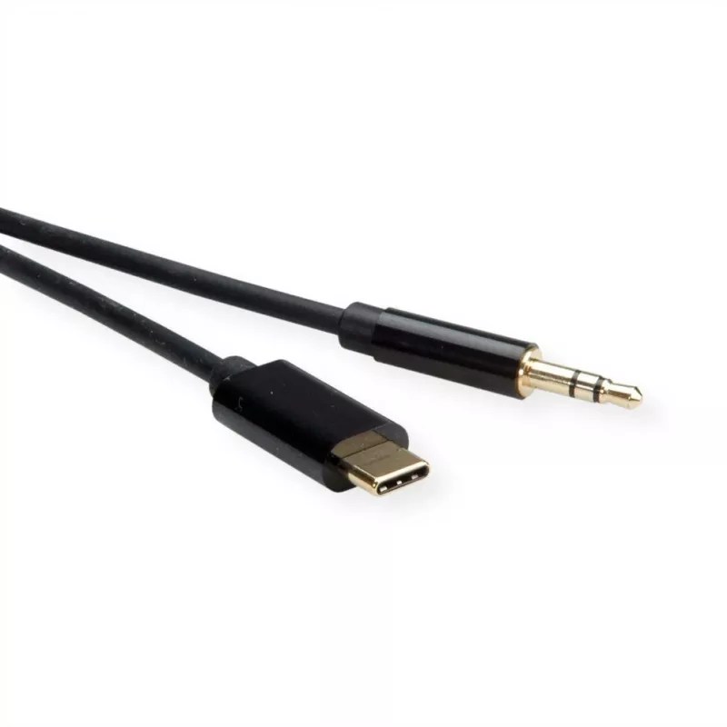ROLINE Adapter USB-C auf Klinkenstecker - USB-C männlich umkehrbar zu Stereo Mini-Klinkenstecker männlich
