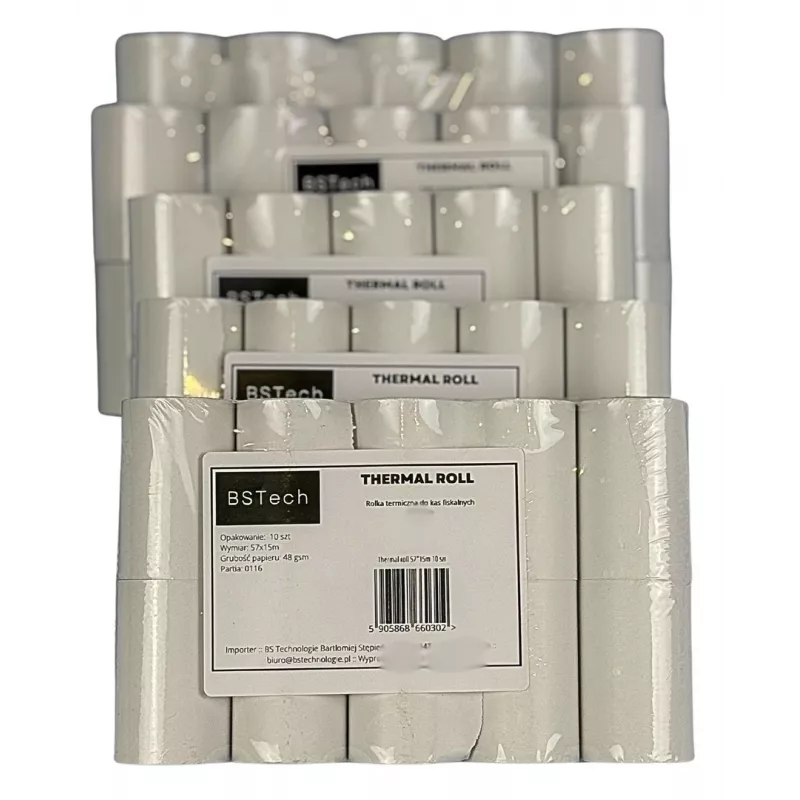 BSTech rolka papieru termicznego do kas fiskalnych 57x15m 10 sztuk