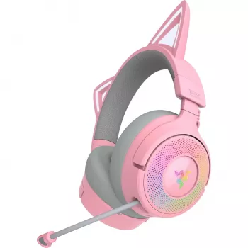 Zestaw słuchawkowy Razer Kraken Kitty V3 Pro - Quartz, przewodowy i bezprzewodowy, pałąk, gaming, USB Type-A, Bluetooth, różowy