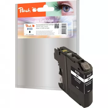 Peach PI500-81 wkład atramentowy na bazie pigmentu, 19 ml, czarny (kompatybilny z Brother LC-123)
