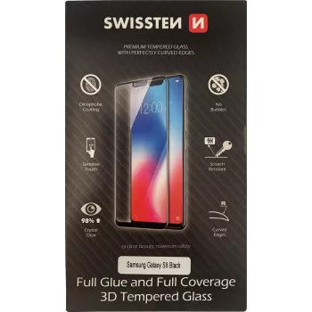 Hartowane szkło ochronne 3D z pełnym klejem SWISSTEN do Samsung Galaxy S8 — czarne