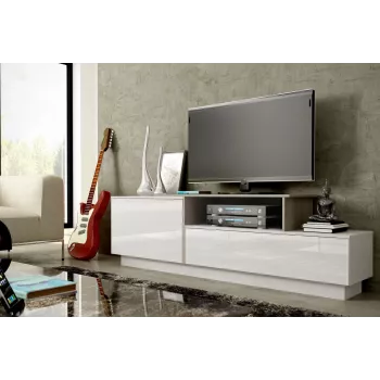 Cama szafka TV SIGMA 3 180 biały/biały połysk + dąb dąb sonoma