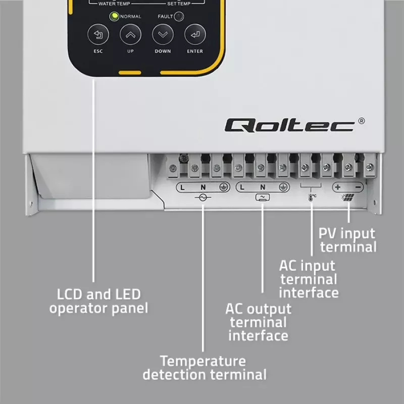 Falownik QOLTEC ECO Solar Boost 4kW MPPT LCD, wyjście 4 kW, regulator ładowania MPPT, wyświetlacz LCD