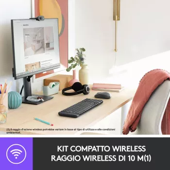 Logitech Wireless Combo MK220 - Zestaw klawiatury i myszy - bezprzewodowy - 2,4 GHz - włoski - ciemnoszary (920-003721)