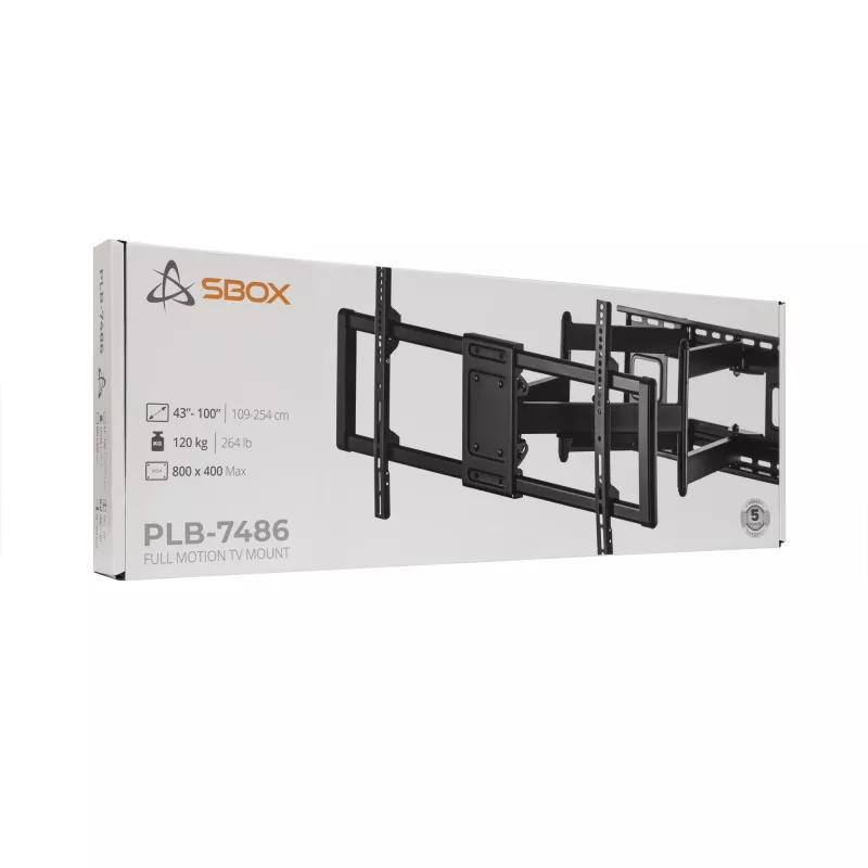 Uchwyt ścienny SBOX PLB-7486 do wyświetlaczy 43–100 kg, płyta 800×400 mm