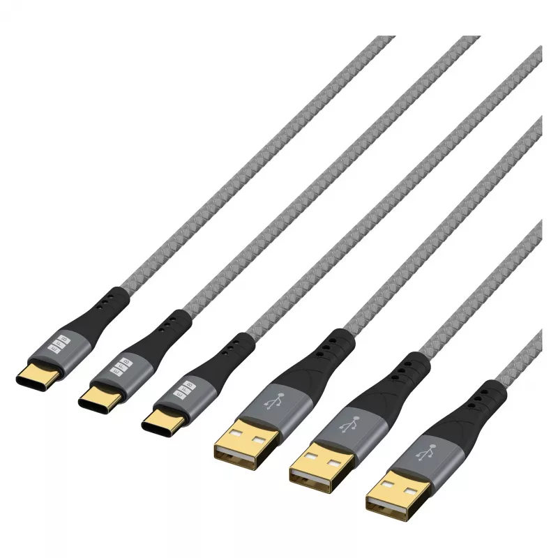 EFB Elektronik zestaw kabli USB-A do USB-C 60W QC 3A 3x2m - cyfrowy/dane (USB-AC-00008)