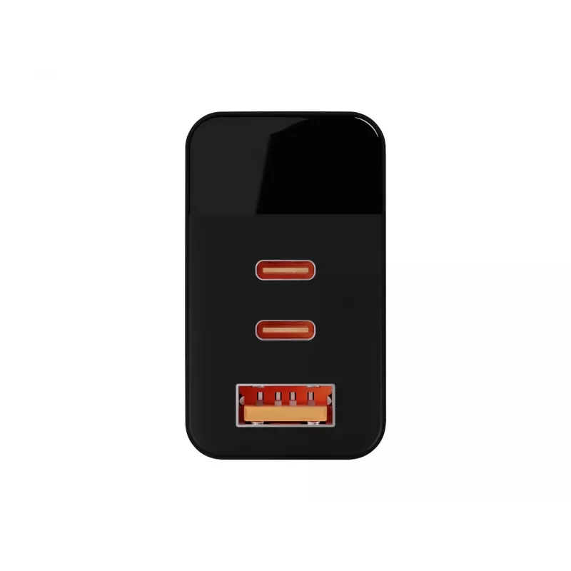 Gniazdo USB ładowarki ściennej LCD + USB-Cx2 PD 65W GAN czarne watomierz