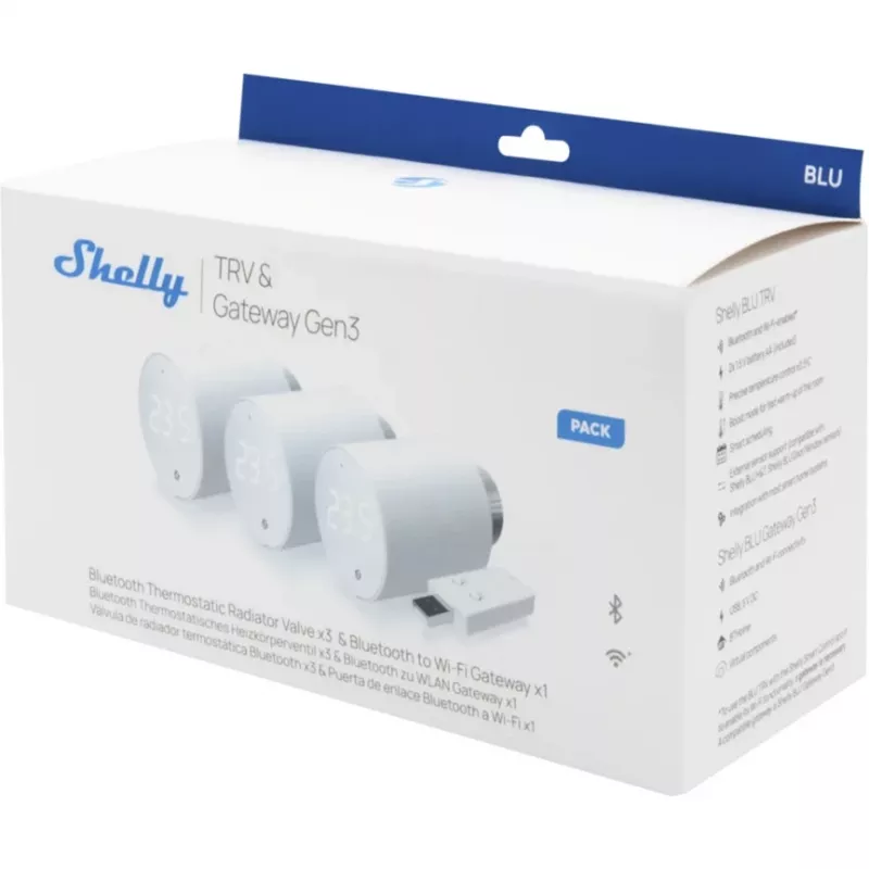 Shelly BLU TRV Termostat wewnętrzny biały sterowanie obrotowe -20 do 60°C