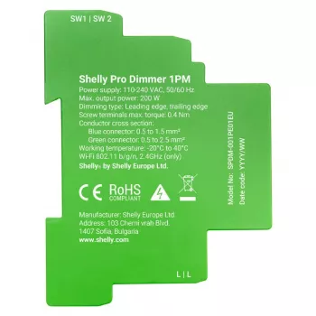 Shelly Pro Dimmer 1 Inteligentny przełącznik na szynę DIN, 1-kanałowy