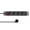 LogiLink 25,40cm (10) Steckdosenleiste, 4-fach, mit Schalter, schwarz - für den Markt: D / NL / A / L - 1 Stück (PDU4B01)