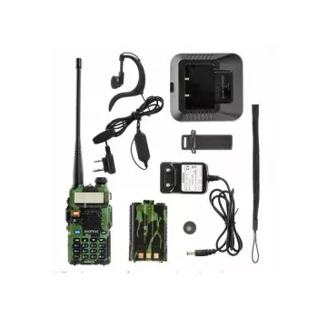 Ręczny radiotelefon Baofeng UV-5R 5W HT Camo — dwuzakresowy FM, 5 W, akumulator 1800 mAh