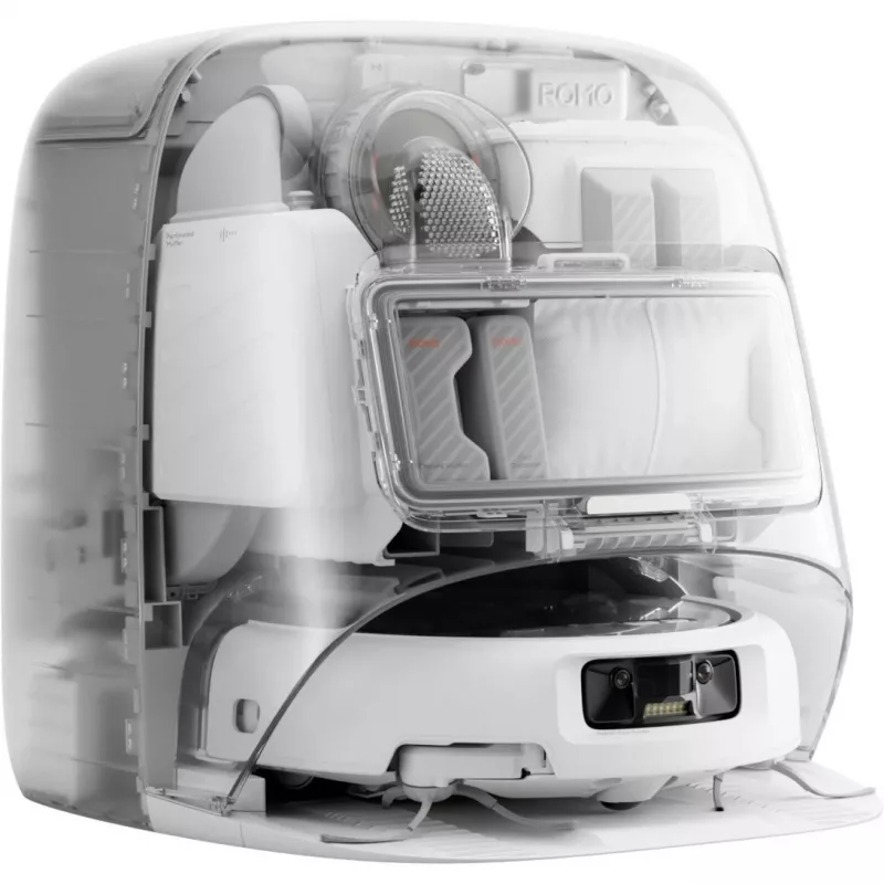 Odkurzacz robot i mop na mokro DJI ROMO P (wersja ze zbiornikiem na wodę) — szaro-biały, pojemnik na kurz 0,26 l, zbiornik na czystą wodę 4 l / brudną wodę 3,2 l, bateria 5000 mAh