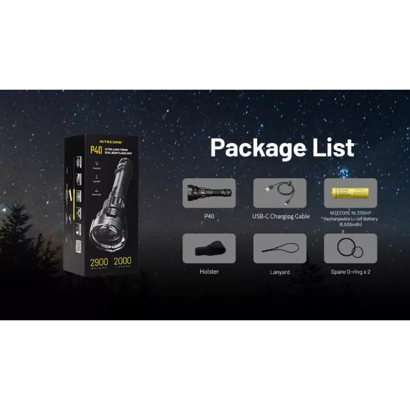 Latarka Nitecore P40 2000 lumenów wiązka ultra-dalekiego zasięgu, model P40