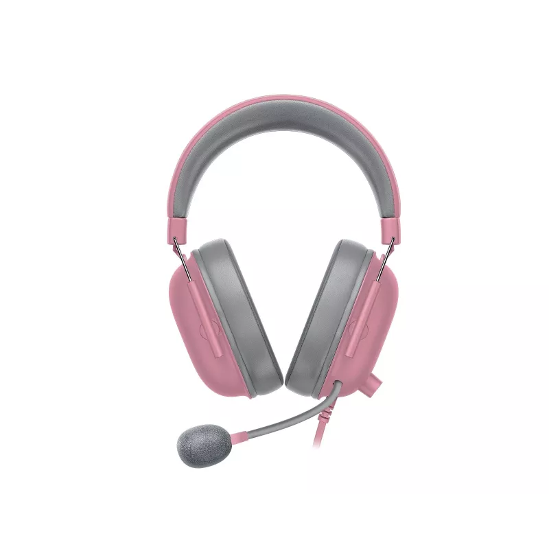 Headset Razer Czarnyshark V2 X przewodowy, binauralny zestaw słuchawkowy do gier, 3.5 mm, wirtualne 7.1, 32 Ω, piankowe poduszki nauszne, różowy