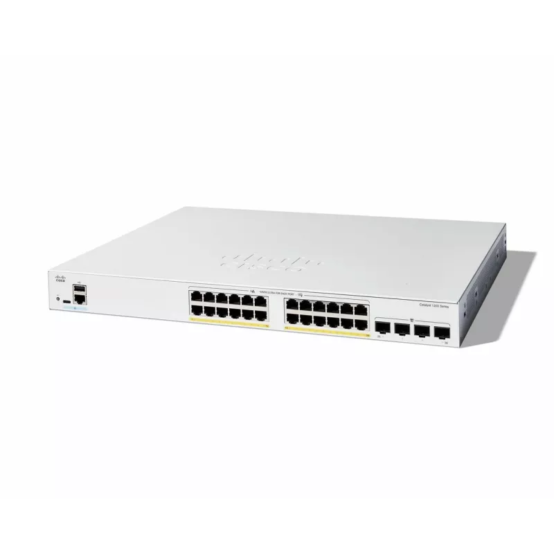 Cisco Catalyst 1200-24FP-4G Smart Switch, 24 porty GE, Full PoE, 4x1GE SFP, Ograniczona ochrona na całe życie (C1200-24FP-4G)