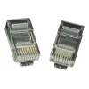 Wtyk modularny 8P8C do kabla LAN litego CAT5, UTP, 10 szt. w opakowaniu | Wtyk modularny 8P8C RJ45, pozłacany 30u”, 3-zębne styki wewnętrzne do kabli litych LAN