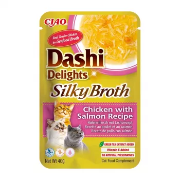 INABA CAT Dashi Delights Silky Broth kurczak z łososiem – przysmak dla kota – 40g