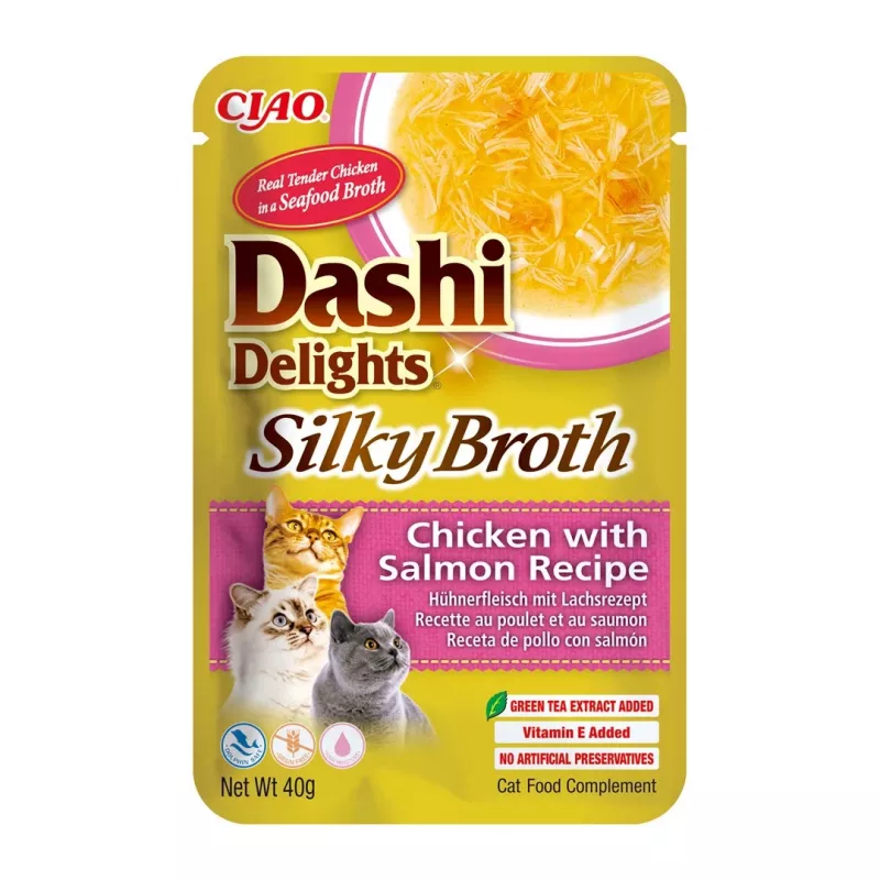 INABA CAT Dashi Delights Silky Broth kurczak z łososiem – przysmak dla kota – 40g