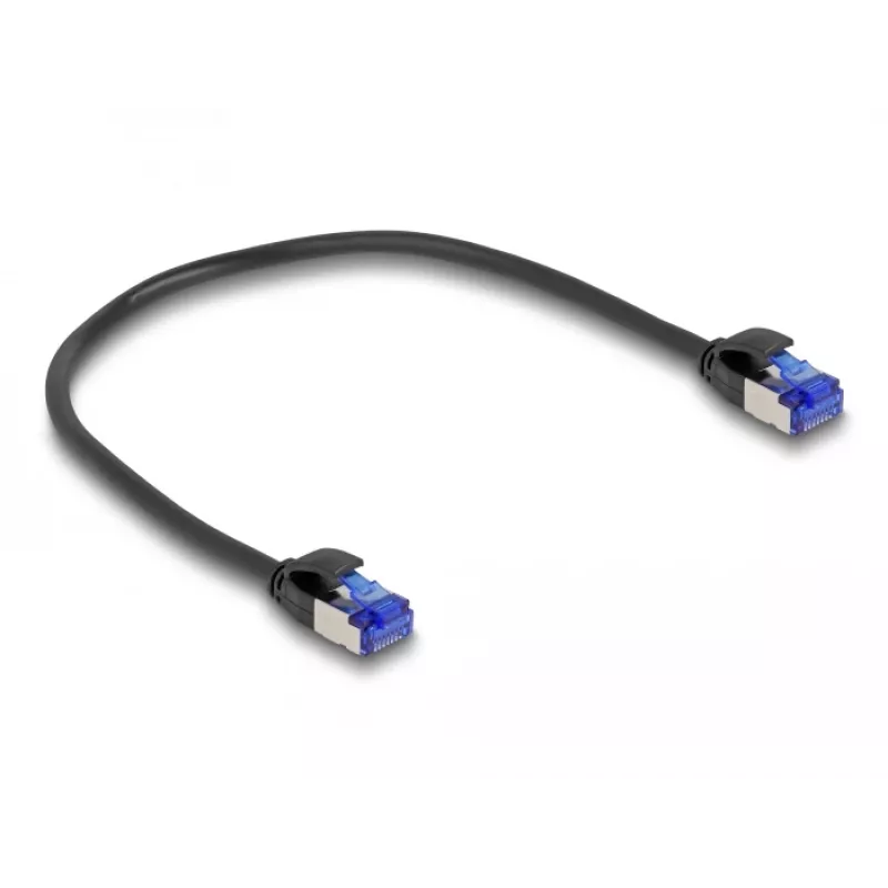 Kabel sieciowy DeLOCK RJ45 Cat.6A S/FTP cienki 0,25 m Czarny