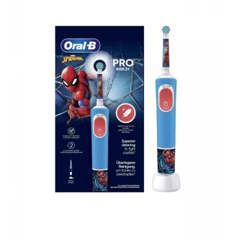 Szczoteczka elektryczna Oral-B Vitality PRO Kids Spiderman, niebieska — elektryczna szczoteczka dla dzieci do codziennego użytku