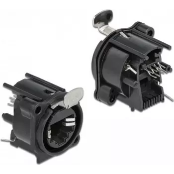 DeLOCK D-Type Module gniazdo RJ45 do lutowania czarne żeńskie 25mm