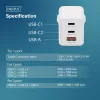 Ładowarka ścienna DIGITUS DA-10303 67W GaN, 2× USB-C + 1× USB-A, 100–240V, biała