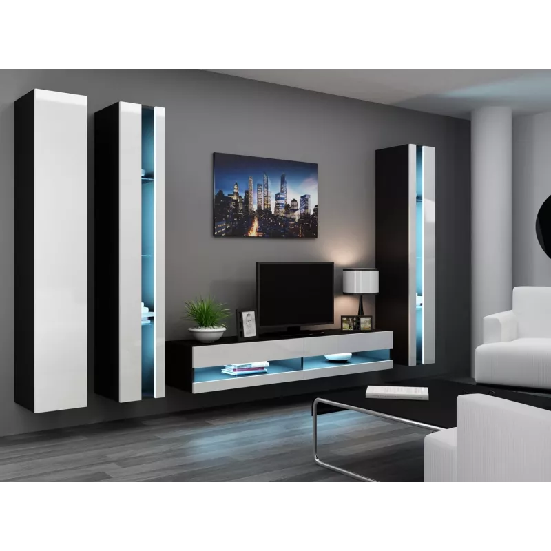 TV stand cama meble VIGO NEW 30/180/40, 1800×400×300 mm, czarny blat, rama z płyty wiórowej