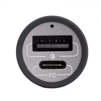 Akyga AK-CH-26 ładowarka samochodowa GaN 12/24 V, 100 W, USB-C PD 3.0 + USB-A QC 3.0, szara