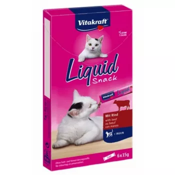 VITAKRAFT Cat Liquid-Snack z wołowiną - przysmak dla kota - 6 x 15g