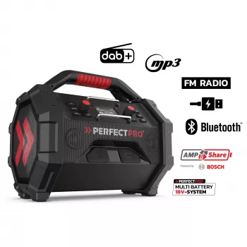 Przenośne radio budowlane PerfectPro ROCKTAGON 18V — zasilane bateriami radio na plac budowy