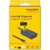 DeLOCK 64189 Hub USB Typu-C 10000 Mbit/s Niebieski Metalowy