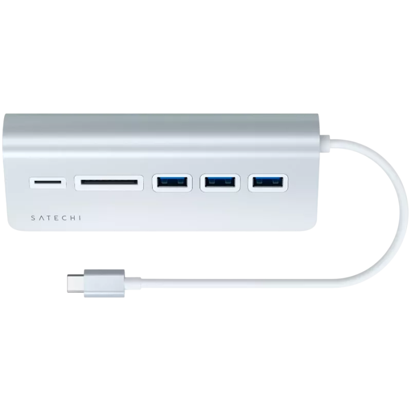 Satechi Type-C Aluminium USB Hub & Card Reader, Srebrny, ST-TCHCRS