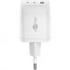 Ładowarka USB-C Fast Charger Nano, PD, GaN, 65 Watt (biała, 1x USB-A, 2x USB-C PD, Charge 3.0)