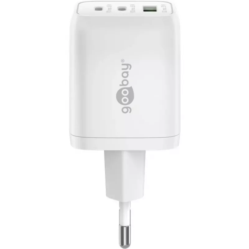 Ładowarka USB-C Fast Charger Nano, PD, GaN, 65 Watt (biała, 1x USB-A, 2x USB-C PD, Charge 3.0)