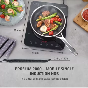 Caso ProSlim 2000 2236 Mobilna pojedyncza płyta indukcyjna, Szkło, Dotykowy sensor, Czarny