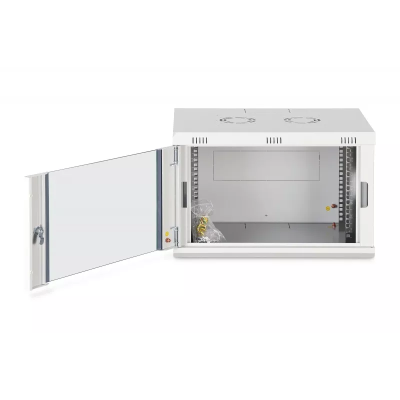 Naścienna szafa rack 19 cali DIGITUS Dynamic‑N DN-37100, 7U, 600x450 mm (SxG), IP20, jasnoszara, do samodzielnego montażu