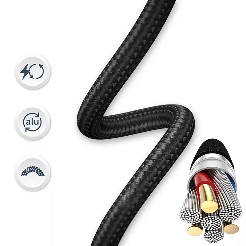 Kabel USB-C Tellur TLL155801 240W 2m czarny – kabel do ładowania i transmisji danych USB-C do USB-C