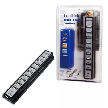 LogiLink UA0096 koncentrator interfejsów 480 Mbit/s Czarny