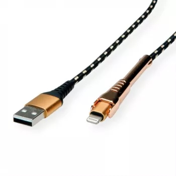 Kabel Lightning ROLINE 11.02.8923 1m czarno-złoty
