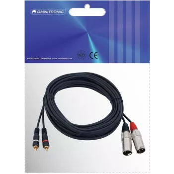 Omnitronic 3022522E Kabel audio 6 m 2 x XLR (3-styk.) 2 x RCA Czarny (3022522E)