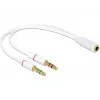 Kabel audio DeLOCK 65585 0,2 m 2x 3,5 mm męski na 3,5 mm żeński, biały