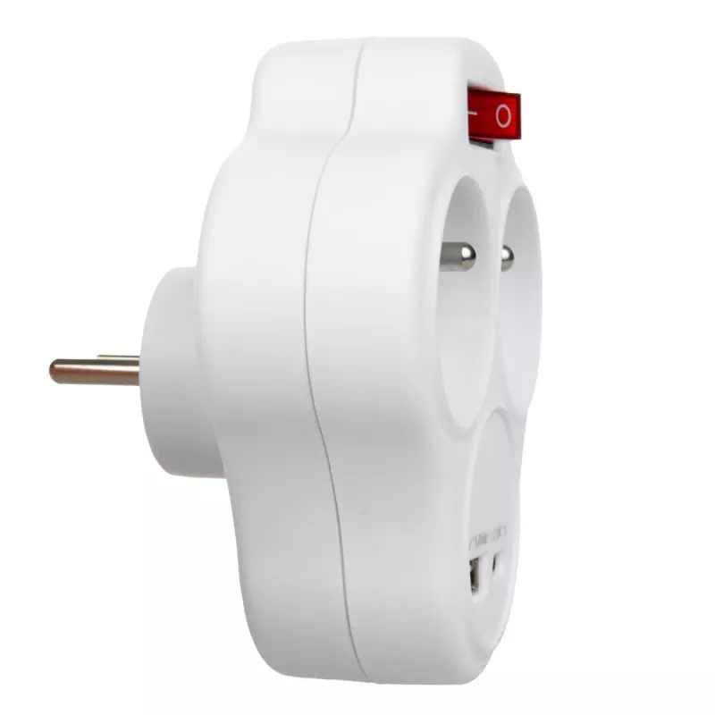 Elektryczna podwójna rozdzielacz gniazda MACLEAN MCE336E z 2 portami USB, typ E