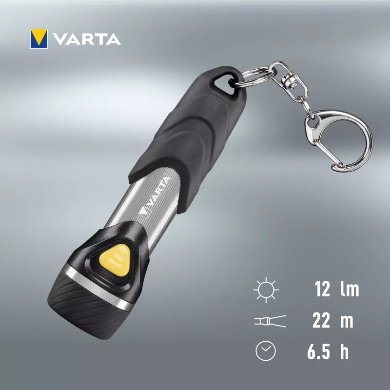 Varta Day Light Key Chain Light - Schlüsselanhänger-Blinklicht - Aluminium - Schwarz - ABS Synthetik - Aluminium - Gummi - LED - 1 Lampen - 12 lm